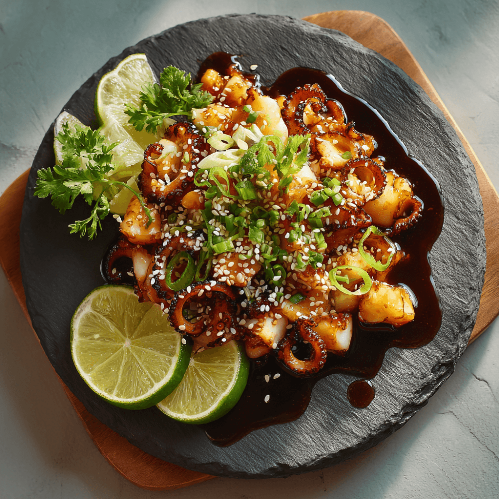 Кальмары в устричном соусе на гриле