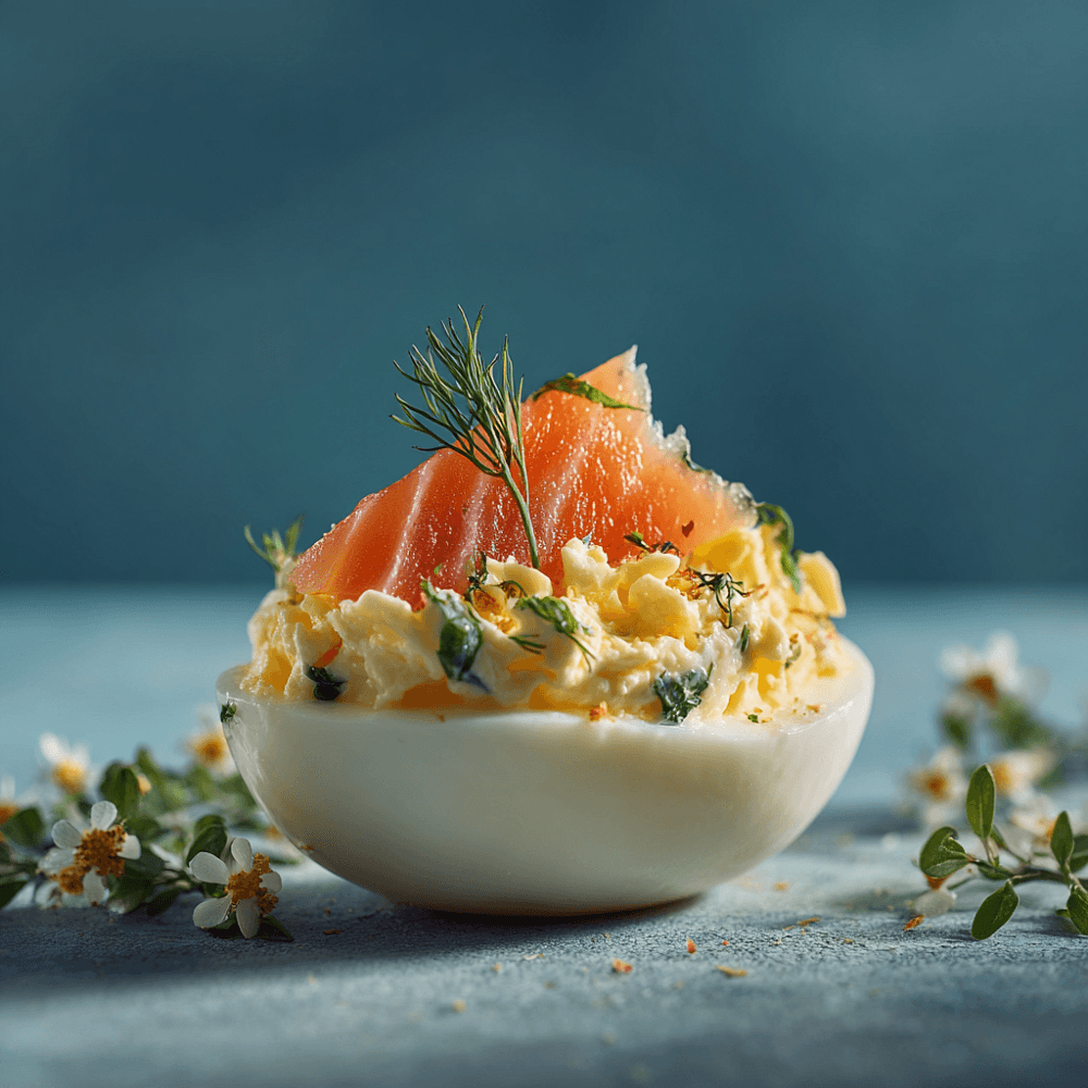 Фаршированные яйца с красной рыбой и творожным сыром