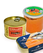 Рыбные консервы из икры и печени