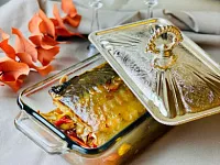 Осетр, запечённый с овощами